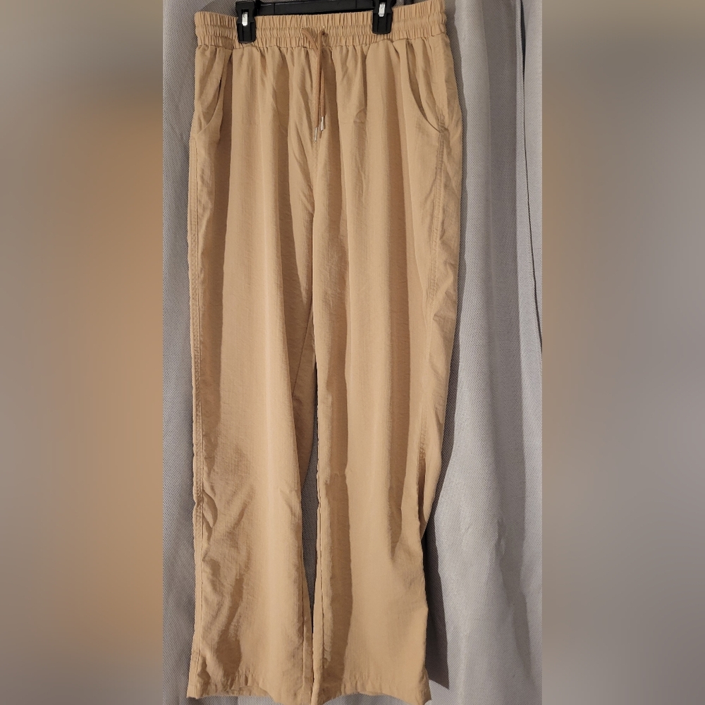 Tan Maxi Pleated Pencil Pants